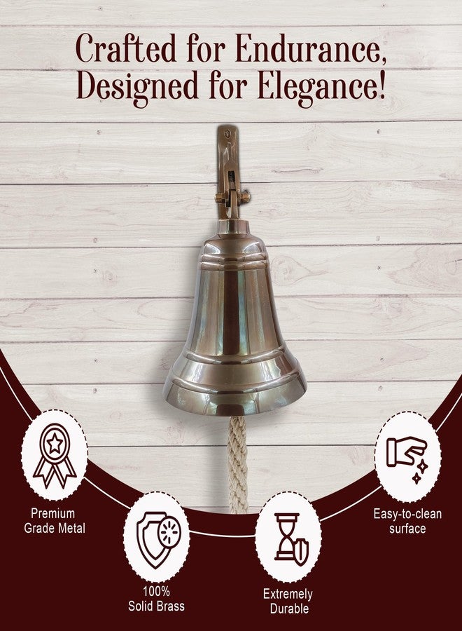 THDC 6" Solid Brass Bell Marine Wall Mounted Ship Nautical Bronze Finish Hanging Bell Perfect for Dinner, Indoor, Outdoor, School, Bar, Reception & Church by THDC - Image 4